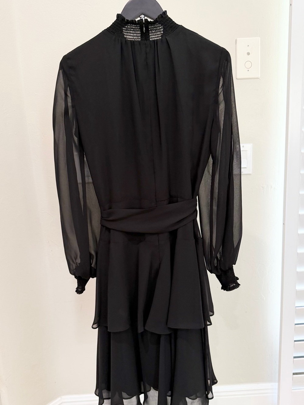 Alex Marie Black Sheer-Sleeve Ruffle Midi Dress Evening Black Tie Steampunk - Picture 4 of 8